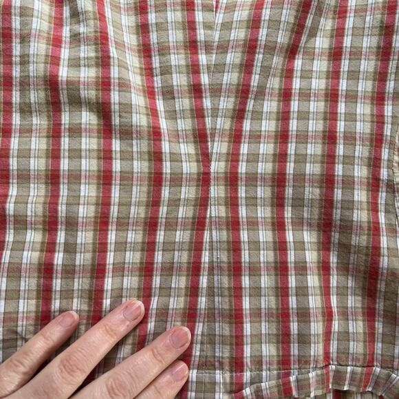 Vintage Dockers Womens Plaid Button Down Blouse Shirt Top Red Brown Medium - Picture 9 of 14